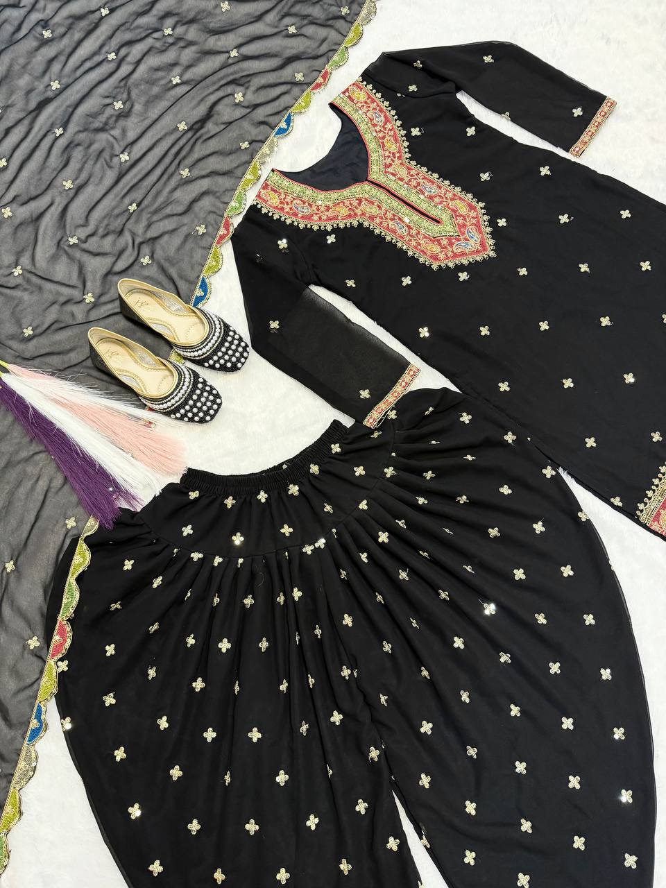 Deep Onyx Embroidered Festive Suit